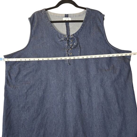 mySTYLE Womens 3X Sleeveless Denim Shift Dress Knee Length Beach Vacation Casual - Picture 7 of 10